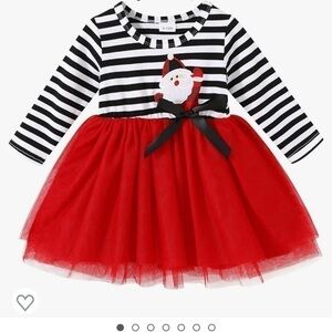 Christmas Santa dress black white stripes red tutu 18-24 months toddler